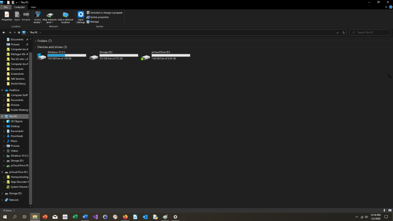 Photo of File Explorer on Windows 10 at the This PC tab.