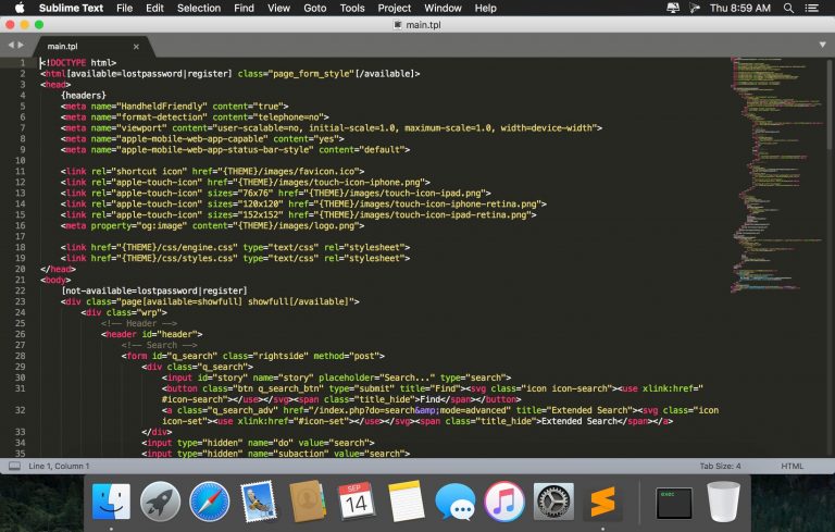 Phot of Sublime Text 3 running on a MacBook.