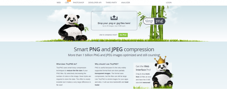 Photo of TinyPNG open in a browser.