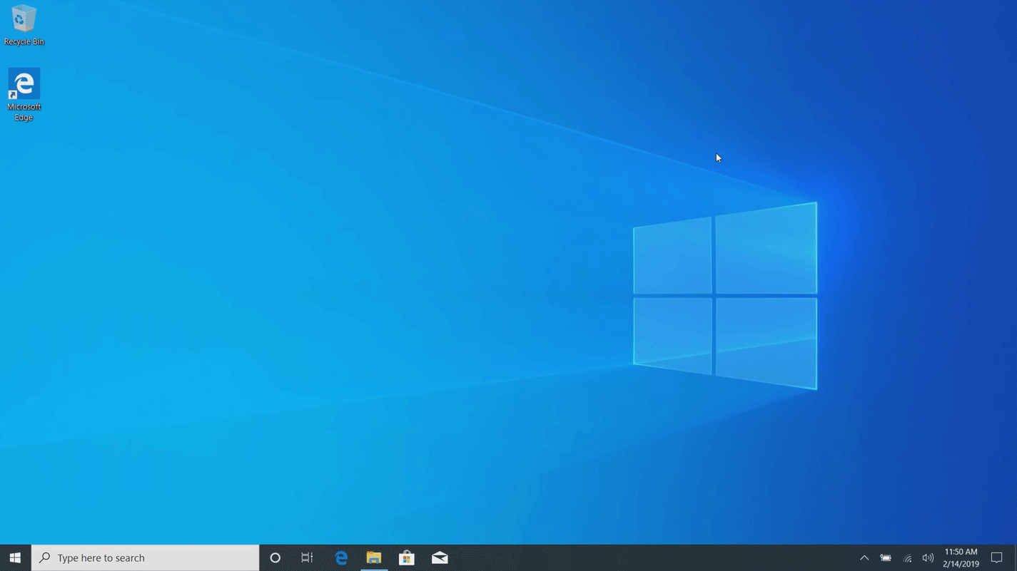 Windows 10 Desktop with Default Background Photo