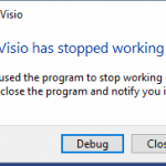 Microsoft Visio not responding dialog box